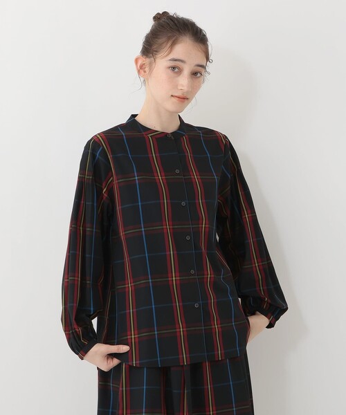 Afternoon Tea(アフタヌーンティー)の「バンドカラーブラウス/Afternoon Tea Original Tartans(シャツ/ブラウス・レディース・ブラック・MEDIUM)」の1枚目の写真