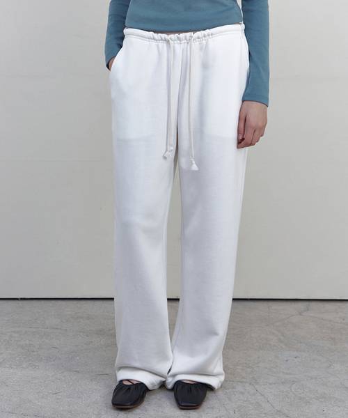 WEDNESDAYOASISFORWOMEN(ウェンズデー オアシス フォー ウーマン)の「レイジ ストリング ワイドスウェットパンツ_WHITE(WB6PT31)(スウェットパンツ・レディース・ホワイト・FREE)」の1枚目の写真