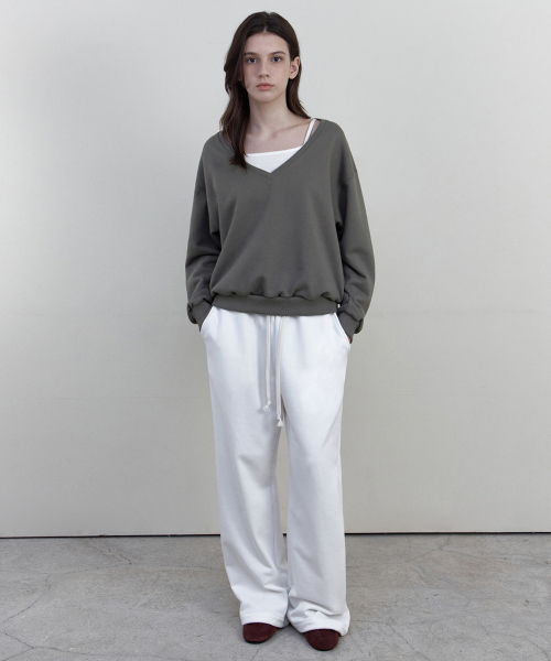 WEDNESDAYOASISFORWOMEN(ウェンズデー オアシス フォー ウーマン)の「レイジ ストリング ワイドスウェットパンツ_WHITE(WB6PT31)(スウェットパンツ・レディース・ホワイト・FREE)」の4枚目の写真
