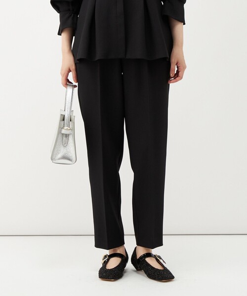 NOLLEY’S(ノーリーズ)の「《セットアップ対応》ウォッシャブルウールライク1タックテーパードパンツ(その他パンツ・レディース・グレー/ブラック・38/36)」の1枚目の写真