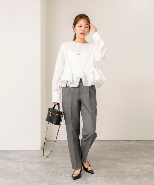 NOLLEY’S(ノーリーズ)の「《セットアップ対応》ウォッシャブルウールライク1タックテーパードパンツ(その他パンツ・レディース・グレー/ブラック・38/36)」の14枚目の写真