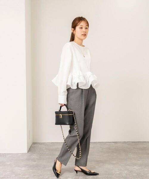 NOLLEY’S(ノーリーズ)の「《セットアップ対応》ウォッシャブルウールライク1タックテーパードパンツ(その他パンツ・レディース・グレー/ブラック・38/36)」の16枚目の写真