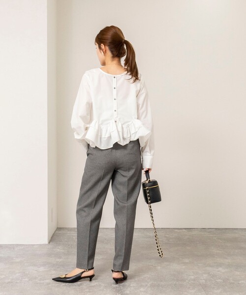 NOLLEY’S(ノーリーズ)の「《セットアップ対応》ウォッシャブルウールライク1タックテーパードパンツ(その他パンツ・レディース・グレー/ブラック・38/36)」の17枚目の写真