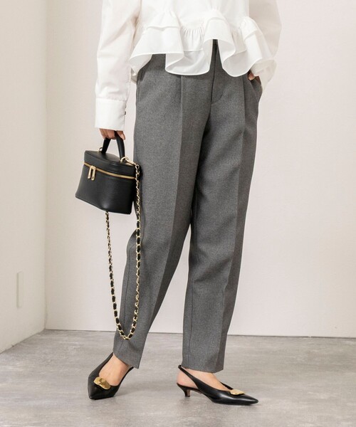 NOLLEY’S(ノーリーズ)の「《セットアップ対応》ウォッシャブルウールライク1タックテーパードパンツ(その他パンツ・レディース・グレー/ブラック・38/36)」の18枚目の写真