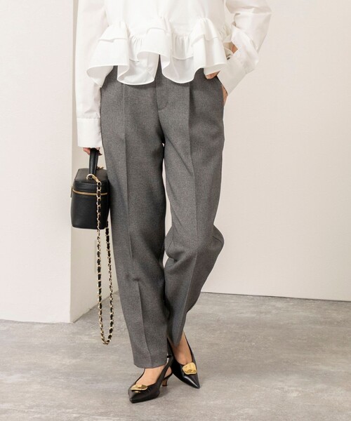 NOLLEY’S(ノーリーズ)の「《セットアップ対応》ウォッシャブルウールライク1タックテーパードパンツ(その他パンツ・レディース・グレー/ブラック・38/36)」の20枚目の写真