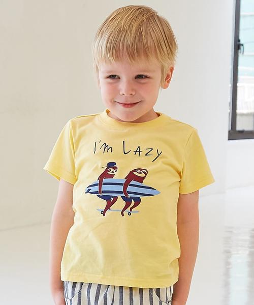 green label relaxing（グリーンレーベルリラクシング）の「【KIDS】コットン ナマケモノプリント Tシャツ ショートスリーブ◆（Tシャツ/カットソー・キッズ・オフホワイト/クリーム・105/135/125/115/95）」の2枚目の写真