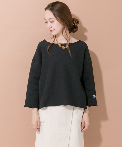 Champion（チャンピオン）の「Champion×URBAN RESEARCH　ボートネックスエット（スウェット・レディース・ブラック/オフホワイト/ライトグレー・MEDIUM）」の17枚目の写真