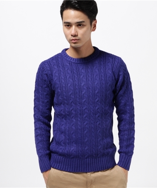 WEGO（ウィゴー）の「WEGO/ケーブルクルーネックニット（ニット/セーター・メンズ・ネイビー/ブラウン/ホワイト/ワイン/カーキ/ブラック/ブルー/グレー・SMALL/LARGE/MEDIUM）」の19枚目の写真