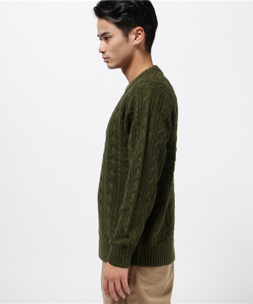 WEGO（ウィゴー）の「WEGO/ケーブルクルーネックニット（ニット/セーター・メンズ・ネイビー/ブラウン/ホワイト/ワイン/カーキ/ブラック/ブルー/グレー・SMALL/LARGE/MEDIUM）」の9枚目の写真