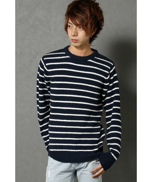 VENCEEXCHANGE（ヴァンスエクスチェンジ）の「ボアニットクルーネックプルオーバー（ニット/セーター・メンズ・ネイビー/グレー・LARGE/MEDIUM）」の2枚目の写真