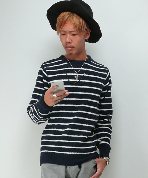 VENCEEXCHANGE（ヴァンスエクスチェンジ）の「ボアニットクルーネックプルオーバー（ニット/セーター・メンズ・ネイビー/グレー・LARGE/MEDIUM）」の13枚目の写真