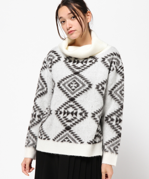 VENCEEXCHANGE（ヴァンスエクスチェンジ）の「起毛オルテガ柄プルオーバー                   （ニット/セーター・レディース・ワインレッド/ベージュ/ブラック/オフホワイト・MEDIUM）」の12枚目の写真