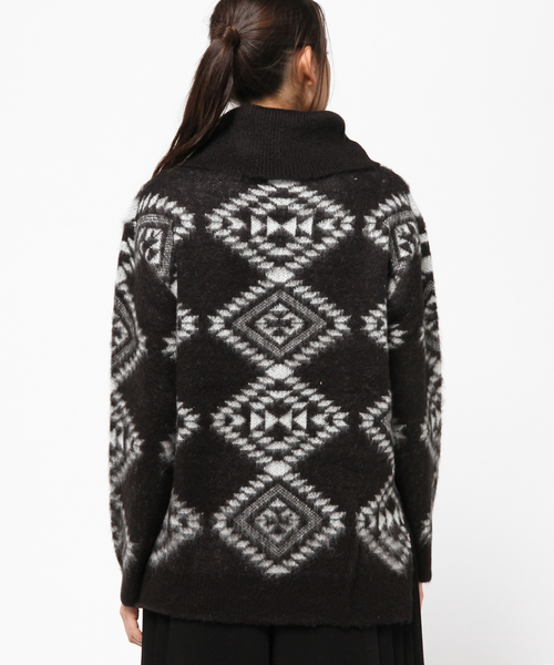 VENCEEXCHANGE（ヴァンスエクスチェンジ）の「起毛オルテガ柄プルオーバー                   （ニット/セーター・レディース・ワインレッド/ベージュ/ブラック/オフホワイト・MEDIUM）」の7枚目の写真