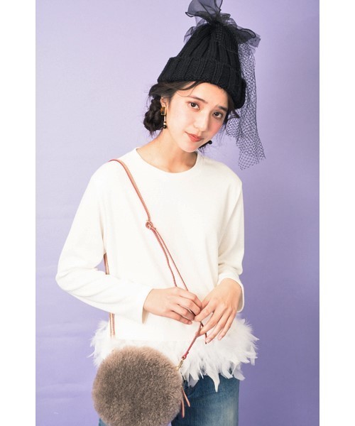 DOLLUPOOPS（ドールアップウップス）の「<doll up oops> フェザーニット　プルオーバー（Tシャツ/カットソー・レディース・ホワイト/ブラック・38）」の2枚目の写真