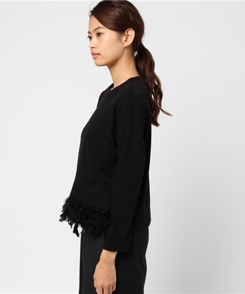 DOLLUPOOPS（ドールアップウップス）の「<doll up oops> フェザーニット　プルオーバー（Tシャツ/カットソー・レディース・ホワイト/ブラック・38）」の4枚目の写真