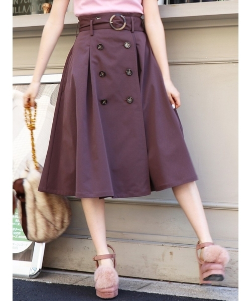 dazzlin(ダズリン)の「トレンチミディスカート(スカート・レディース・ベージュ/ブラウン/カーキ/ネイビー/グレー・SMALL/MEDIUM)」の2枚目の写真
