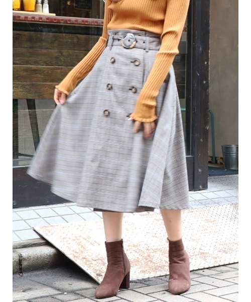 dazzlin(ダズリン)の「トレンチミディスカート(スカート・レディース・ベージュ/ブラウン/カーキ/ネイビー/グレー・SMALL/MEDIUM)」の1枚目の写真
