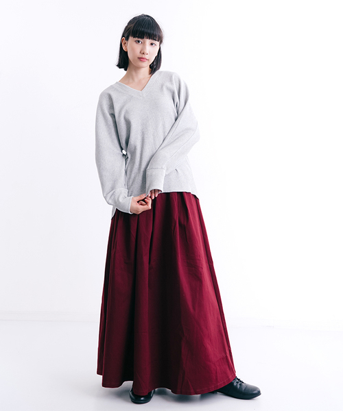 MERLOT（メルロー）の「サーマルドルマンVネックプルオーバー1062（Tシャツ/カットソー・レディース・ホワイト/ブラック/グレー/カーキ・FREE）」の11枚目の写真