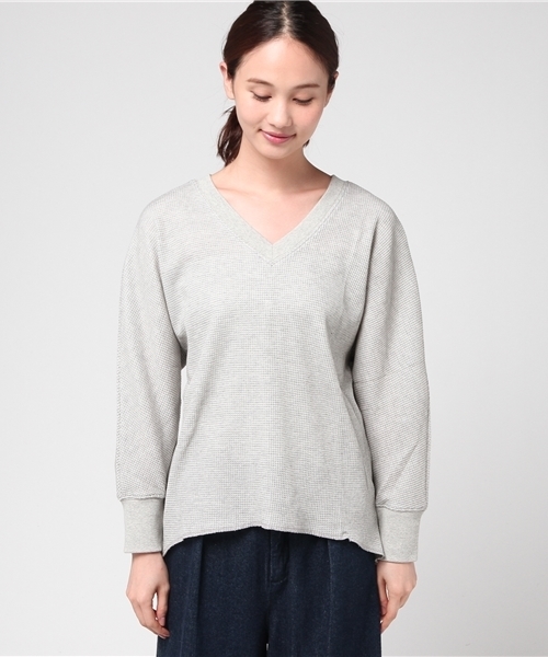 MERLOT（メルロー）の「サーマルドルマンVネックプルオーバー1062（Tシャツ/カットソー・レディース・ホワイト/ブラック/グレー/カーキ・FREE）」の5枚目の写真
