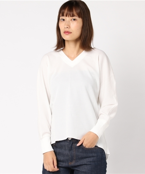 MERLOT（メルロー）の「サーマルドルマンVネックプルオーバー1062（Tシャツ/カットソー・レディース・ホワイト/ブラック/グレー/カーキ・FREE）」の17枚目の写真