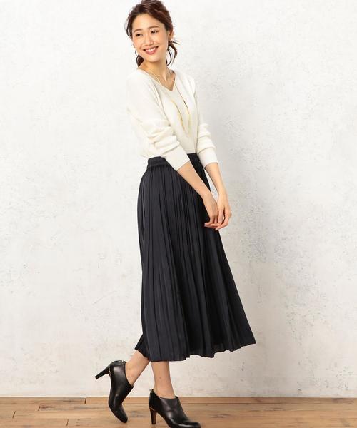 green label relaxing（グリーンレーベルリラクシング）の「KF サテン ランダムプリーツスカート ◆（スカート・レディース・ライトグレー/ネイビー/ピンク・FREE）」の13枚目の写真