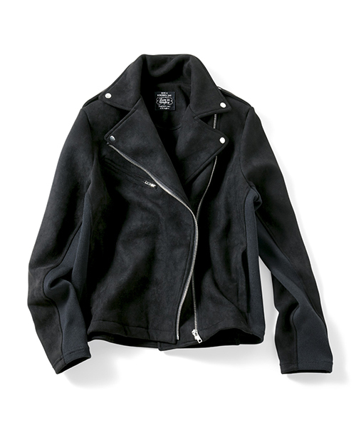 【未使用】はまじとコラボ 着心地らくちんな伸びるライダースジャケット【販売終了】 Live in comfort（リブインコンフォート）の「はまじとコラボ リブ