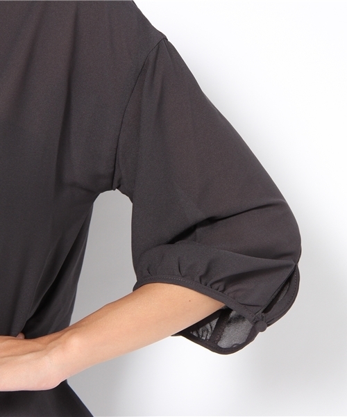 JENEVIEVE（ジュヌヴィエーヴ）の「シフォンジョーゼット配色ブラウス（シャツ/ブラウス・レディース・ブラック系その他/ピンクベージュ・1）」の5枚目の写真