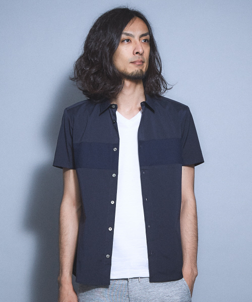 5351 POUR LES HOMMES（ゴーサンゴーイチプールオム）の「コンビネーション半袖シャツ（シャツ/ブラウス・メンズ・ホワイト/ネイビー/ブラック・44/46/48）」の13枚目の写真