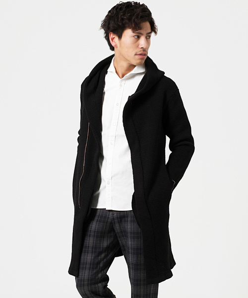 FUGA（フーガ）の「ラップフードニットガウン（その他アウター・メンズ・ブラック/ミックスグレー・M/L/XL）」の19枚目の写真