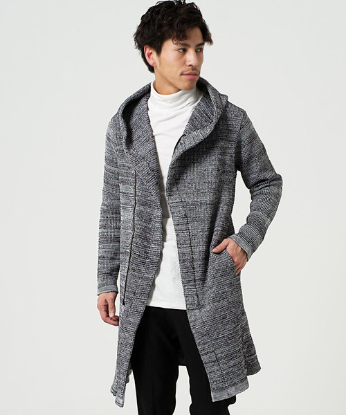 FUGA（フーガ）の「ラップフードニットガウン（その他アウター・メンズ・ブラック/ミックスグレー・M/L/XL）」の20枚目の写真