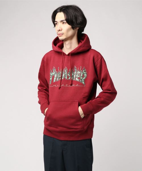 THRASHER（スラッシャー）の「TIGER FLAME CAMO SEWAT PARKA/スラッシャー プルオーバー パーカー（パーカー・メンズ・ホワイト/ブラック/グリーン/バーガンディー・SMALL/MEDIUM/LARGE/X-LARGE）」の4枚目の写真