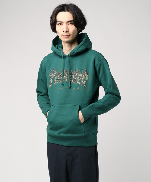 THRASHER（スラッシャー）の「TIGER FLAME CAMO SEWAT PARKA/スラッシャー プルオーバー パーカー（パーカー・メンズ・ホワイト/ブラック/グリーン/バーガンディー・SMALL/MEDIUM/LARGE/X-LARGE）」の3枚目の写真