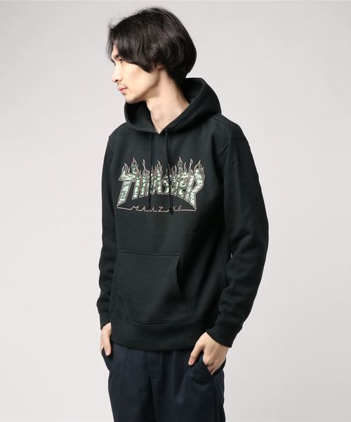 THRASHER（スラッシャー）の「TIGER FLAME CAMO SEWAT PARKA/スラッシャー プルオーバー パーカー（パーカー・メンズ・ホワイト/ブラック/グリーン/バーガンディー・SMALL/MEDIUM/LARGE/X-LARGE）」の2枚目の写真