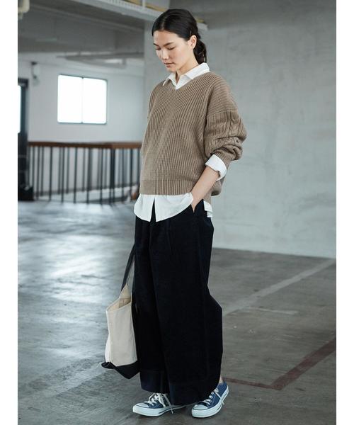 AMERICAN HOLIC（アメリカンホリック）の「裾切替コーデュロイワイドパンツ（その他パンツ・レディース・ベージュ/ネイビー/ブラウン/アイボリー・M/L）」の12枚目の写真