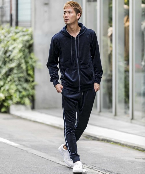 A.S.M（エーエスエム）の「ベロア サイドライン 入り 裾リブ イージー