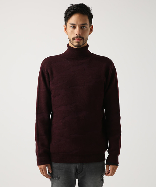 AZUL by moussy（アズールバイマウジー）の「ジャガードカモタートルネックプルオーバー（ニット/セーター・メンズ・ホワイト/ブラック/ボルドー・SMALL/MEDIUM/LARGE/X-LARGE/X-SMALL）」の15枚目の写真