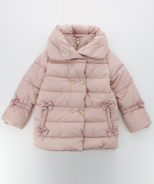 Catherine Cottage（キャサリンコテージ）の「ダブルボタン中綿コート（ダウンジャケット/コート・キッズ・ブラック/ネイビー/ワインレッド/グレイッシュベージュ/シャンパン/ライラック/スモークピンク/ブラック系/ベージュ/ピンク系/ネイビー系/ピンク系1/ベージュ系1/ライラック系/グレー/ネイビー系1/ブラック系1・110/120/130/140/150）」の13枚目の写真