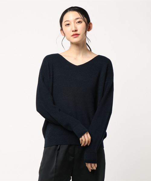 AMERICAN HOLIC（アメリカンホリック）の「New肩落ちVネックニットプルオーバー（ニット/セーター・レディース・グレー系その他/ベージュ/ピンク/ネイビー/ミント/アイボリー・L/M）」の9枚目の写真