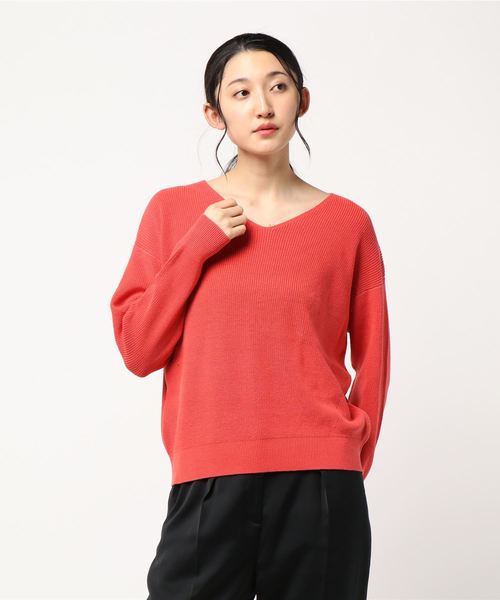 AMERICAN HOLIC（アメリカンホリック）の「New肩落ちVネックニットプルオーバー（ニット/セーター・レディース・グレー系その他/ベージュ/ピンク/ネイビー/ミント/アイボリー・L/M）」の7枚目の写真