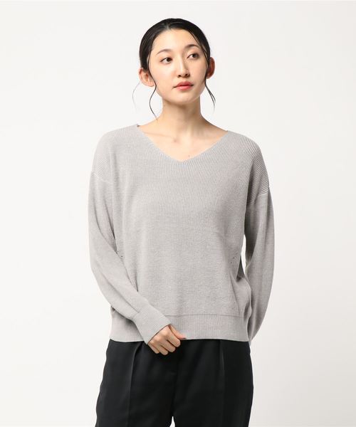 AMERICAN HOLIC（アメリカンホリック）の「New肩落ちVネックニットプルオーバー（ニット/セーター・レディース・グレー系その他/ベージュ/ピンク/ネイビー/ミント/アイボリー・L/M）」の11枚目の写真
