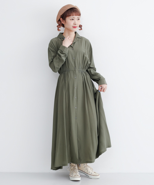 円高還元 オープンカラーシャツワンピース1769 高価値人気殺到