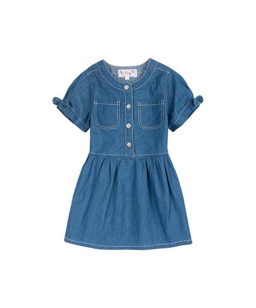 motherways(マザウェイズ)の「トドラーガールズ 半袖 デニムワンピース(ワンピース)」|インディゴブルー