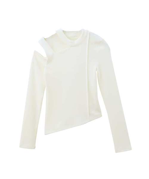 MIELI INVARIANT（ミエリインヴァリアント）の「カッティングスロープトップス（ニット/セーター・レディース・ホワイト/ブラック・FREE）」の13枚目の写真