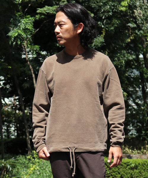 REMI RELIEF（レミレリーフ）の「REMI RELIEF/レミレリーフ SP裏毛アウトドアクルー(無地)（スウェット・メンズ・ブラック/ピンク/オレンジ/ブルー/グリーン/カーキ/オフホワイト/ブラウン/マスタード/ダークパープル/チェリーピンク・S/M/L/XL）」の4枚目の写真