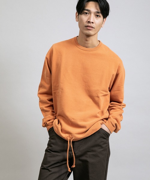 REMI RELIEF（レミレリーフ）の「REMI RELIEF/レミレリーフ SP裏毛アウトドアクルー(無地)（スウェット・メンズ・ブラック/ピンク/オレンジ/ブルー/グリーン/カーキ/オフホワイト/ブラウン/マスタード/ダークパープル/チェリーピンク・S/M/L/XL）」の11枚目の写真