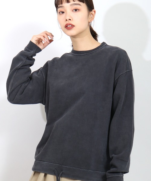 REMI RELIEF（レミレリーフ）の「REMI RELIEF/レミレリーフ SP裏毛アウトドアクルー(無地)（スウェット・メンズ・ブラック/ピンク/オレンジ/ブルー/グリーン/カーキ/オフホワイト/ブラウン/マスタード/ダークパープル/チェリーピンク・S/M/L/XL）」の3枚目の写真