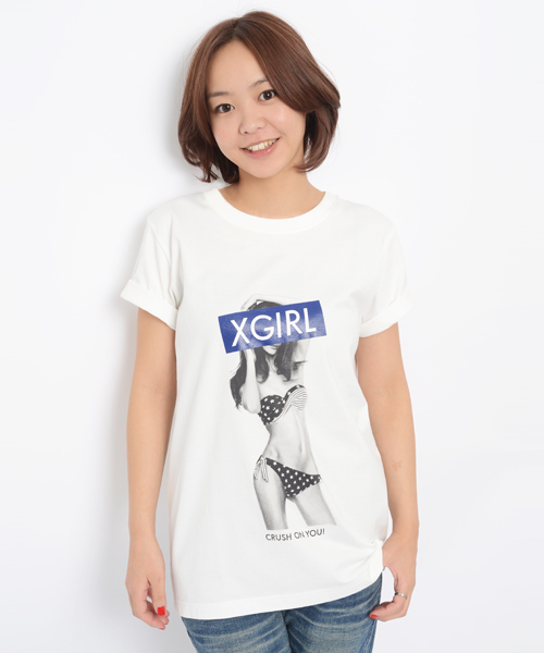 X-girl(エックスガール)の「SUMMER GIRL MENS S/S TEE(Tシャツ/カットソー・レディース・ホワイト/ブラック・LARGE/MEDIUM)」の9枚目の写真