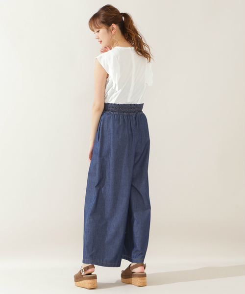 JILL by JILL STUART（ジルバイジルスチュアート）の「イージーパラッツォパンツ（デニムパンツ・レディース・ホワイト系その他/ネイビー/レッド系その他・FREE）」の7枚目の写真