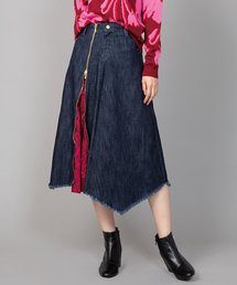 【LONDON DENIM PREMIUM】プリントコンビスカート