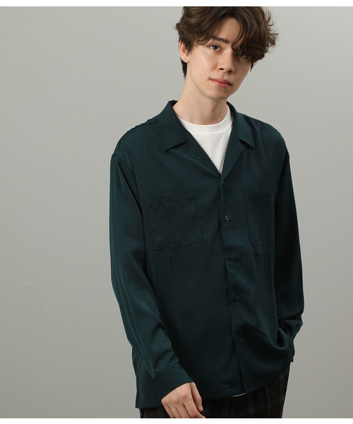 JUNRED（ジュンレッド）の「Wポケットドレープオープンカラーシャツ（シャツ/ブラウス・メンズ・パープル/グリーン/ブラウン系その他2・S/M/L）」の2枚目の写真